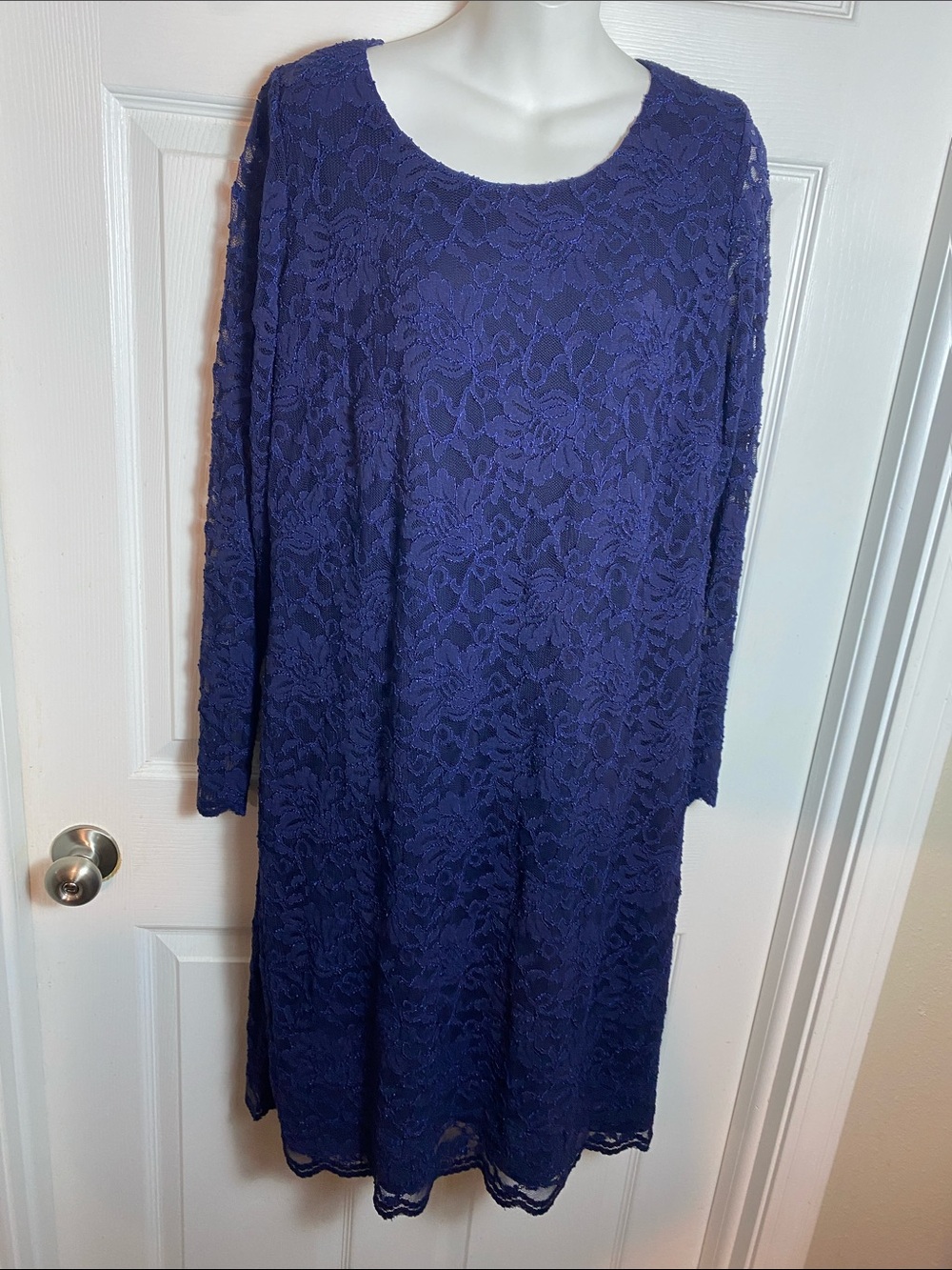Ralph Lauren Sapphire Blue Long Sleeve Lace Sheath Dress - Picture 3 of 12